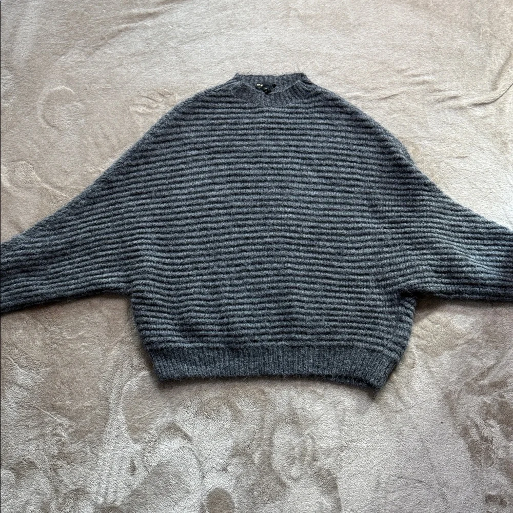 Maje Mousse Gris Sweater Mohair Alpaca Made in Italy Grey Oversized 2